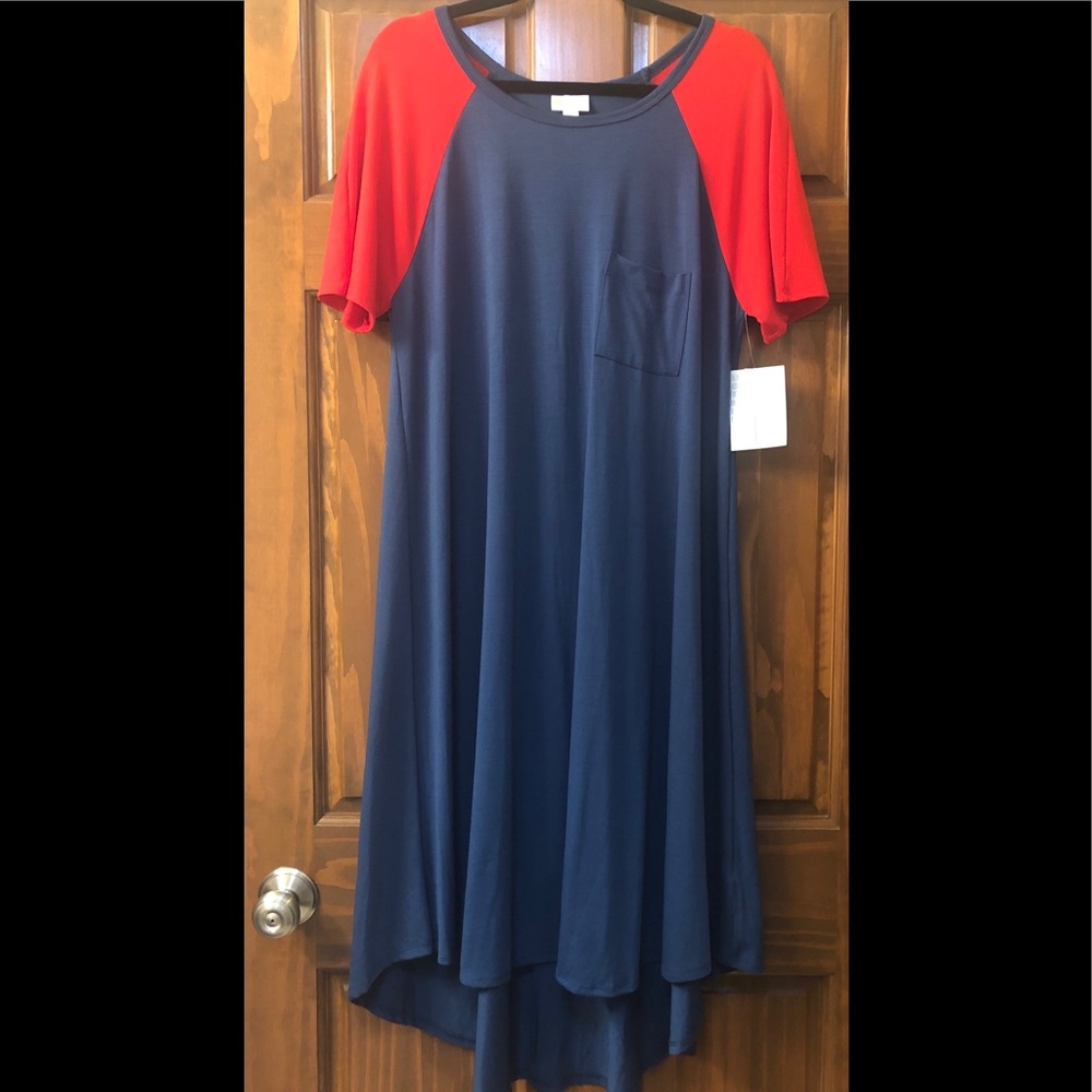 NWT LuLaRoe Carly Dress - Blue & Red